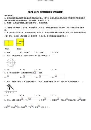 2024年福建省泉州市晋江市泉州五中学桥南校区中考数学全真模拟试题含解析
