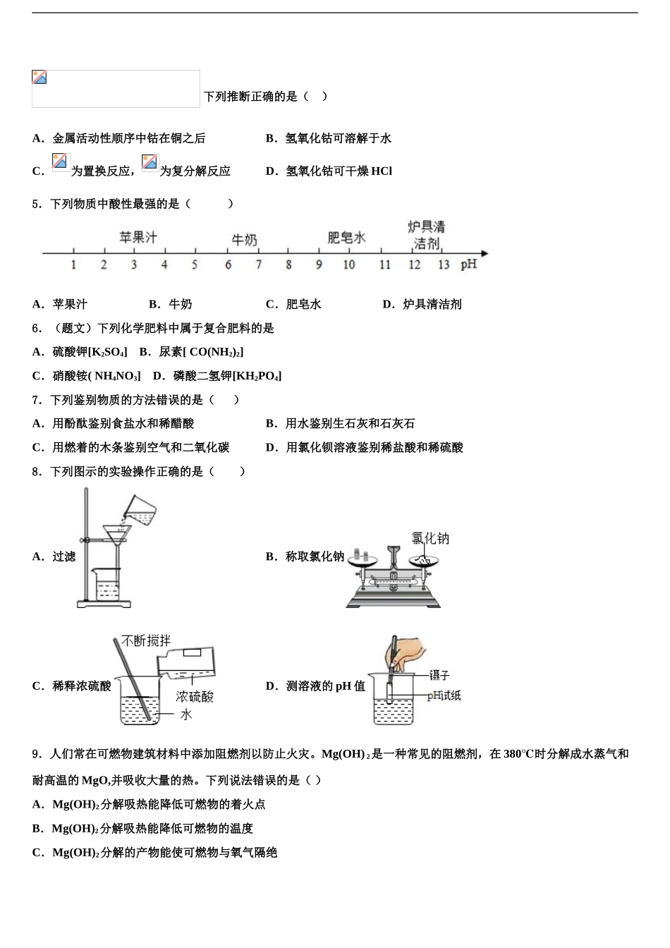 2024年福建省泉州市石狮市中考化学对点突破模拟试卷含解析_第2页