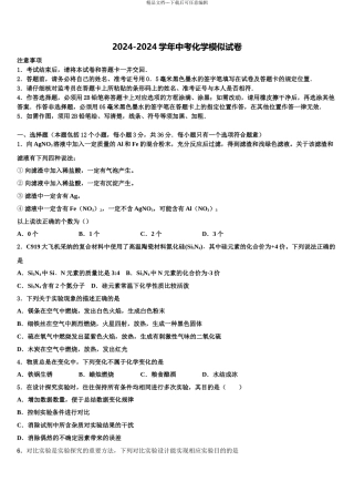 2024年福建省福州十八中学十校联考最后化学试题含解析