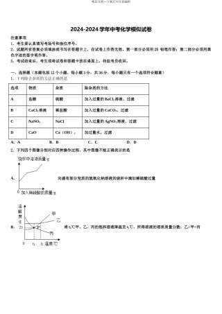 2024年福建省福州市教育院第二附属中学中考冲刺卷化学试题含解析