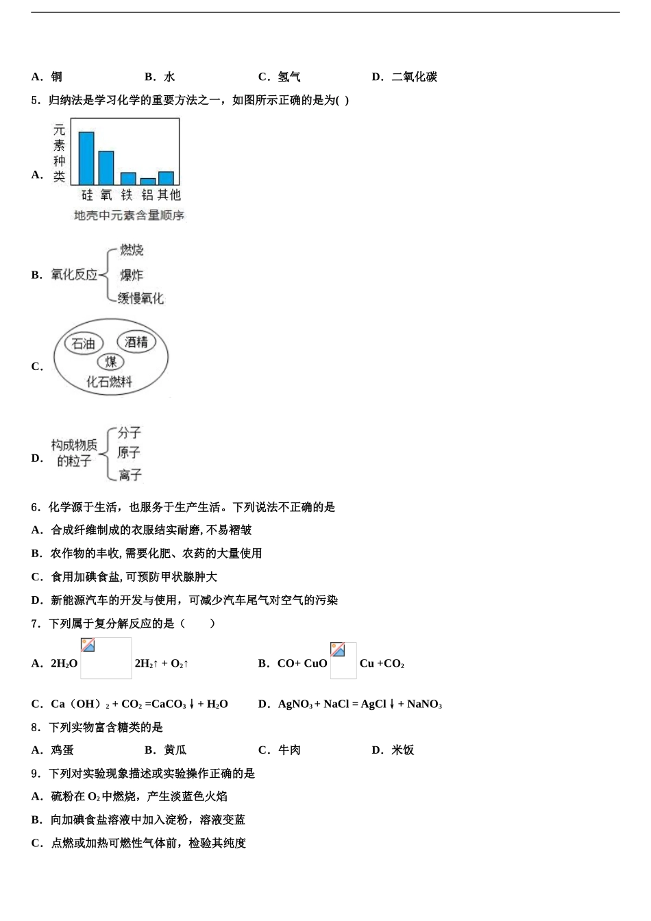 2024年福建省福州市平潭县中考押题化学预测卷含解析_第2页