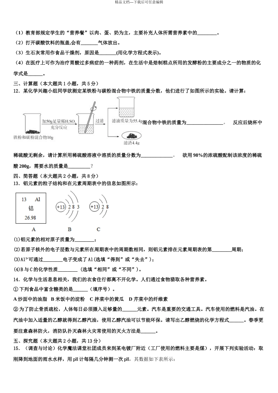 2024年福建省莆田市仙游县第六片区达标名校中考化学全真模拟试题含解析_第3页