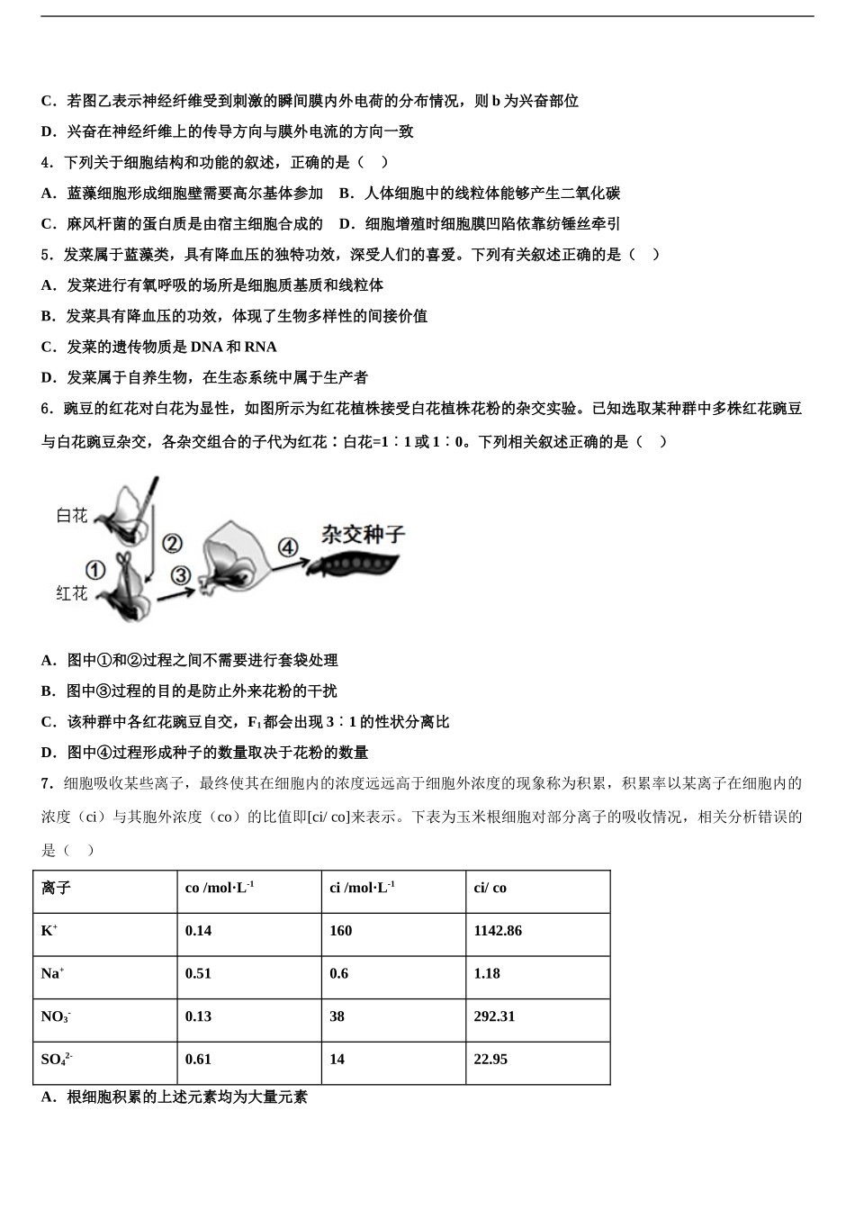 2024年福建省闽侯第二中学高三第二次诊断性检测生物试卷含解析_第2页