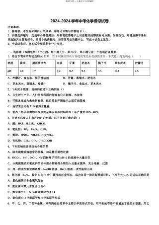 2024年福建省龙岩五中学中考化学模试卷含解析