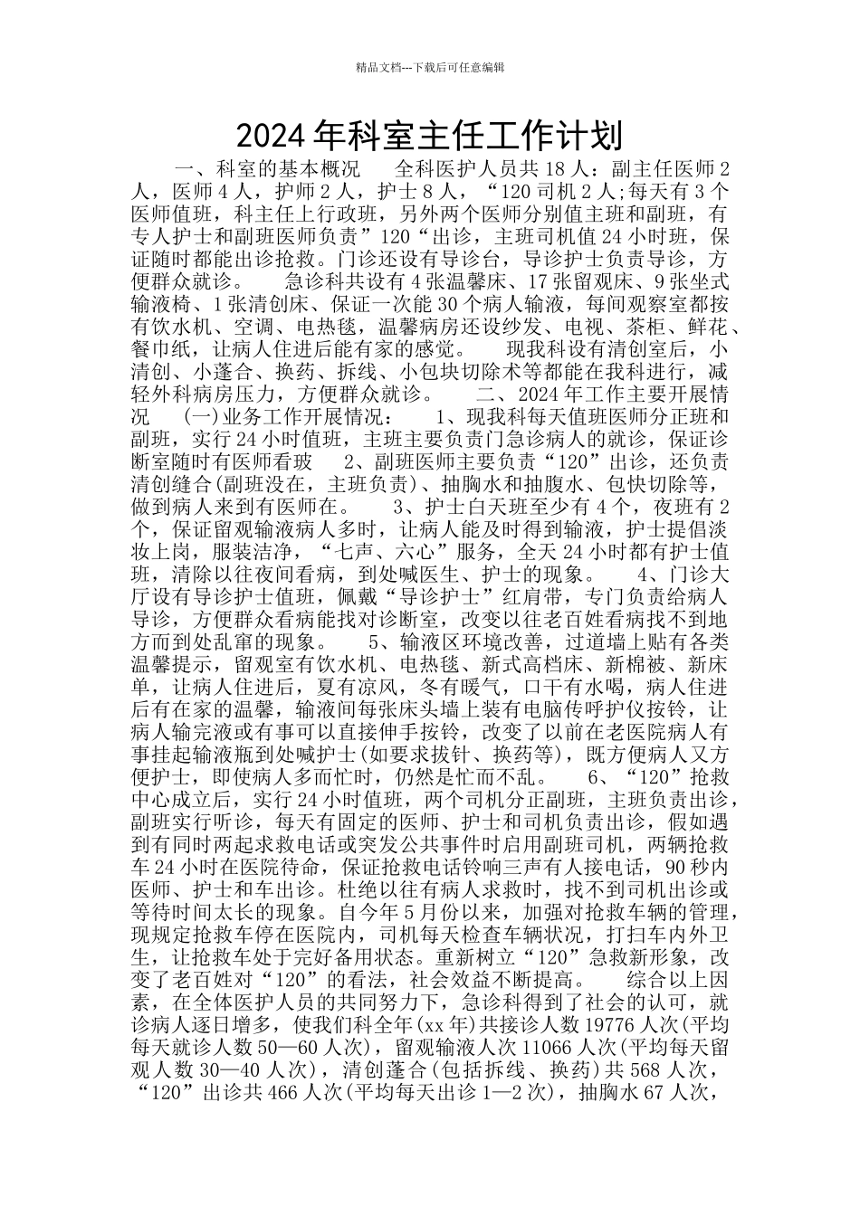 2024年科室主任工作计划_第1页