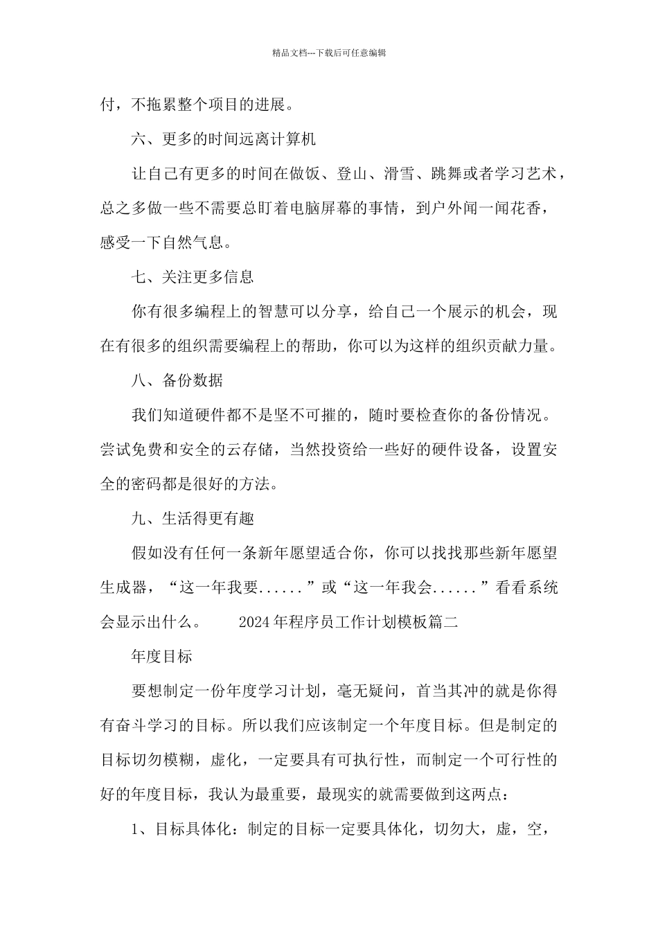 2024年程序员工作计划优秀模板_第2页