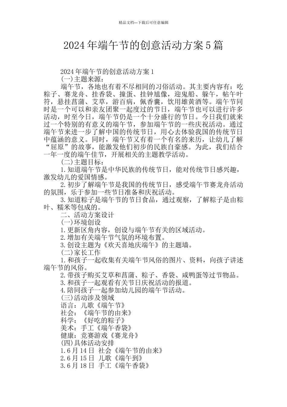 2024年端午节的创意活动方案5篇_第1页
