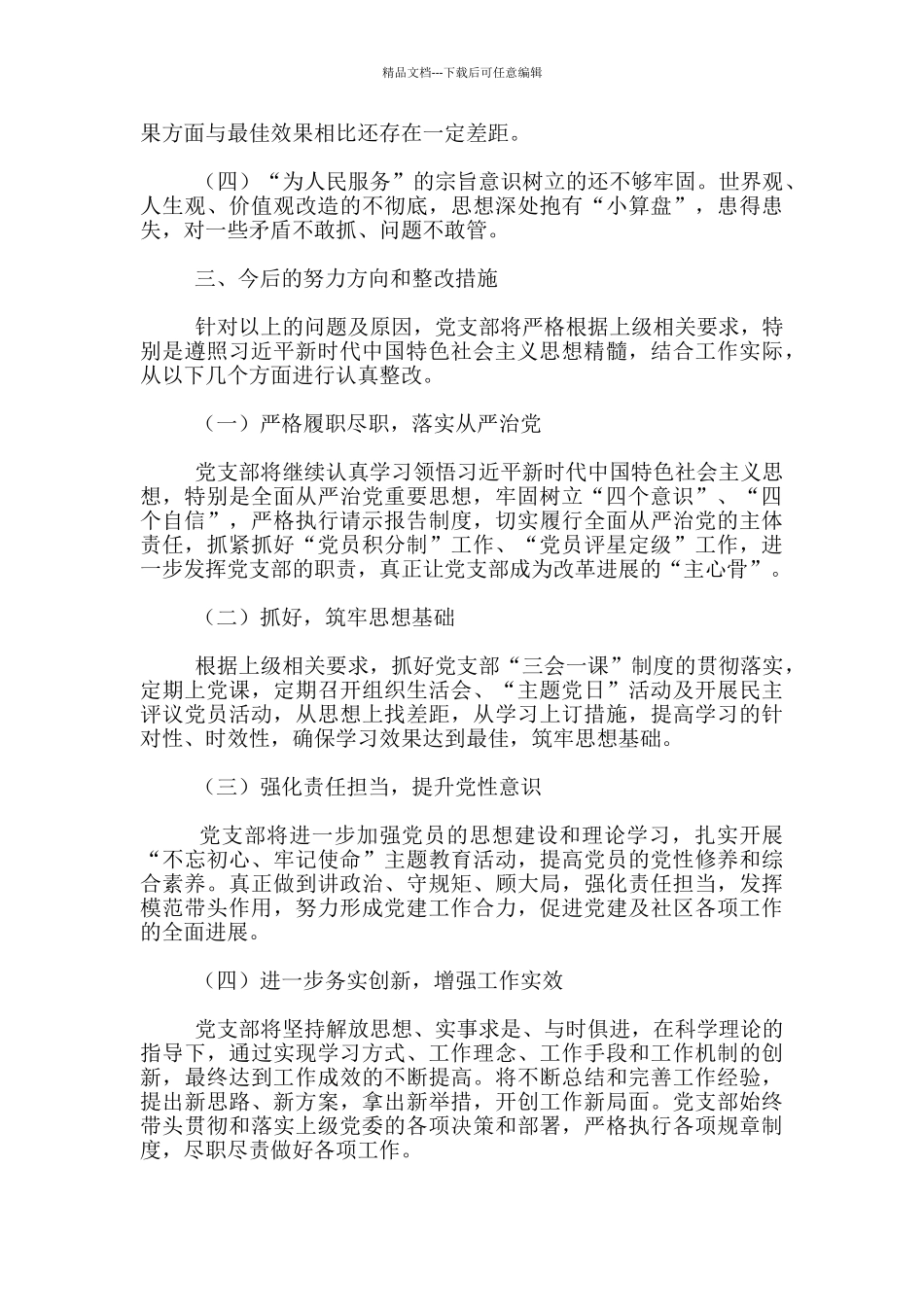 2024年第一党支部班子对照检查材料3篇_第3页