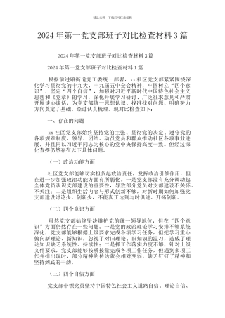 2024年第一党支部班子对照检查材料3篇