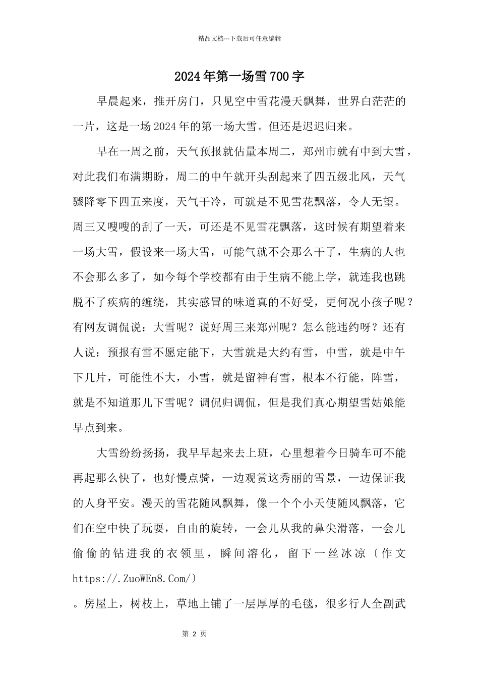 2024年第一场雪700字_第1页