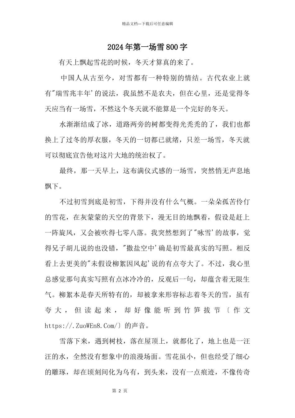2024年第一场雪800字_第1页
