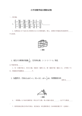 2025年小升初数学综合模拟试题