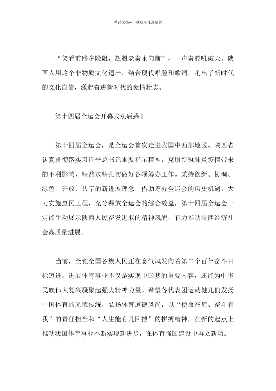 2024年第十四届全运会开幕式观后感短篇范文四篇_第3页