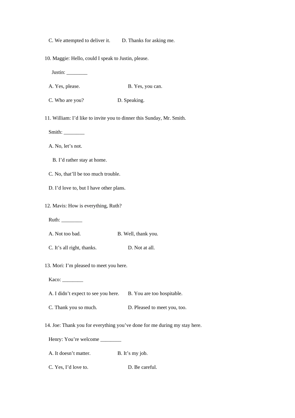2025年广东成人高等教育学士学位英语水平考试试卷及答案_第3页
