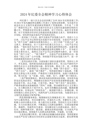 2024年纪委全会精神学习心得体会