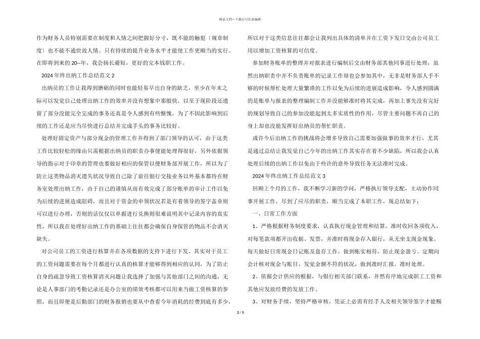 2024年终出纳工作总结5篇_第2页