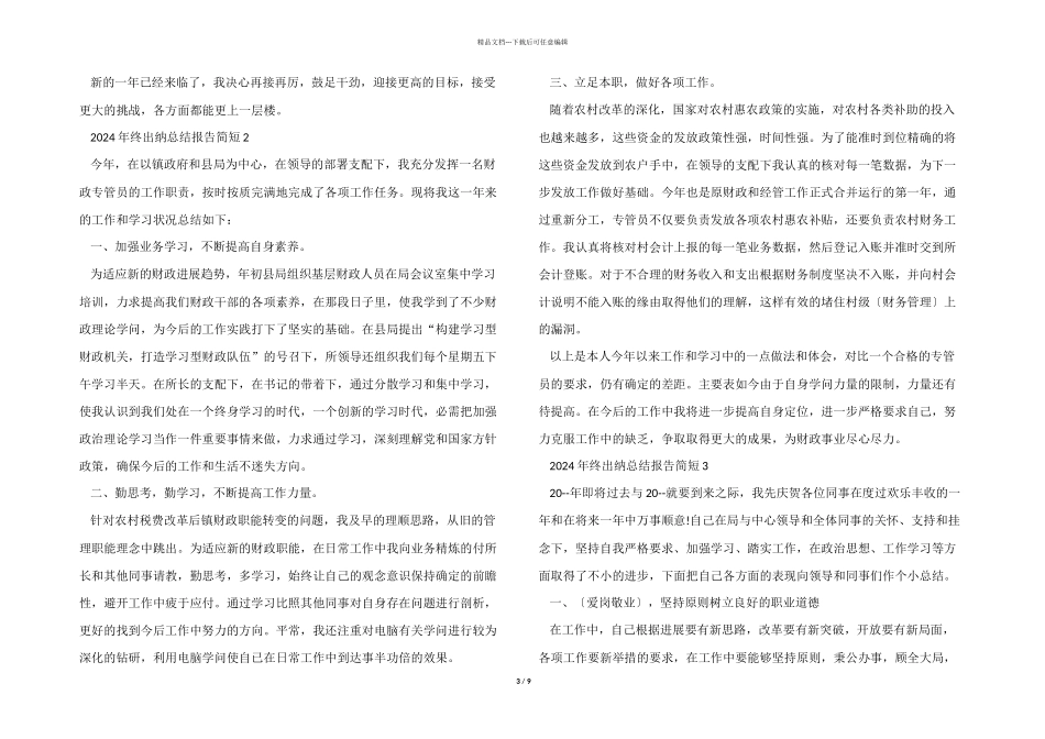 2024年终出纳总结报告简短5篇_第3页