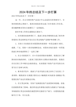 2024年终总结及下一步打算