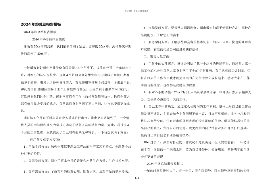 2024年终总结报告模板_第1页