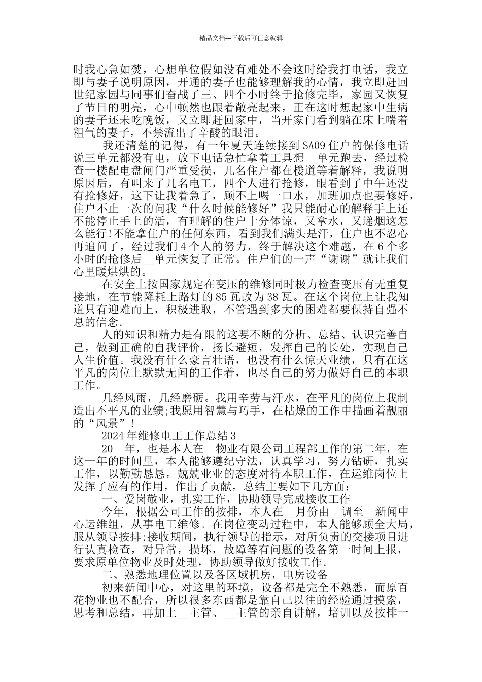 2024年维修电工工作总结_第2页