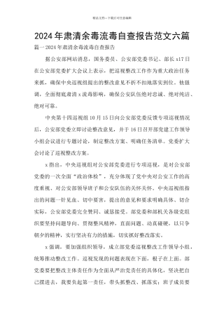 2024年肃清余毒流毒自查报告范文六篇