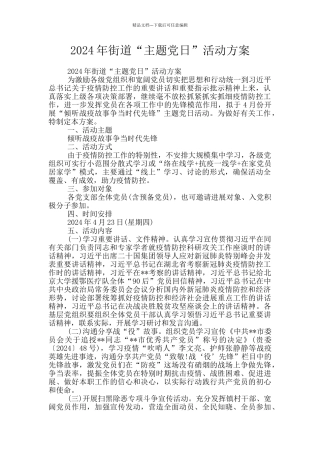 2024年街道“主题党日”活动方案
