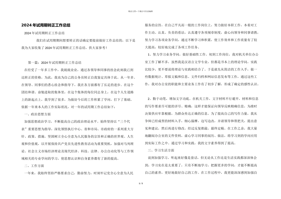 2024年试用期转正工作总结_第1页