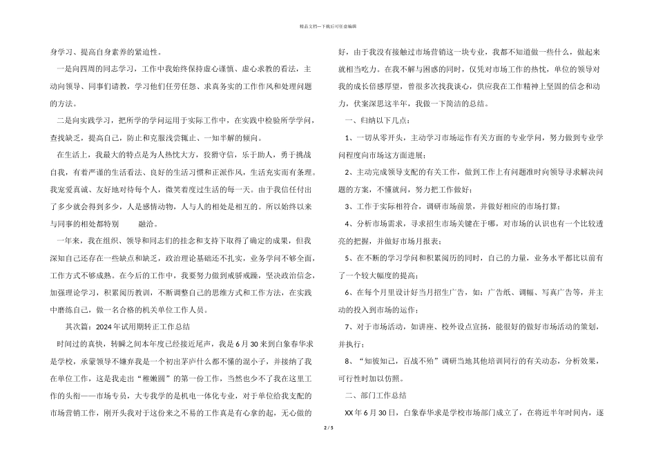 2024年试用期转正工作总结_第2页