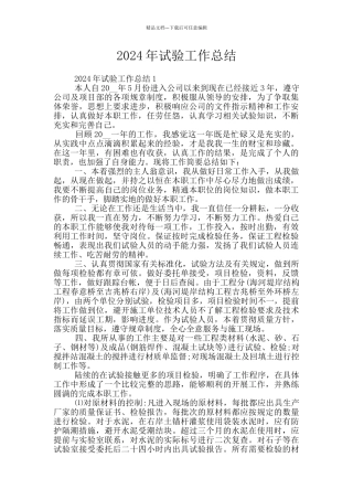 2024年试验工作总结