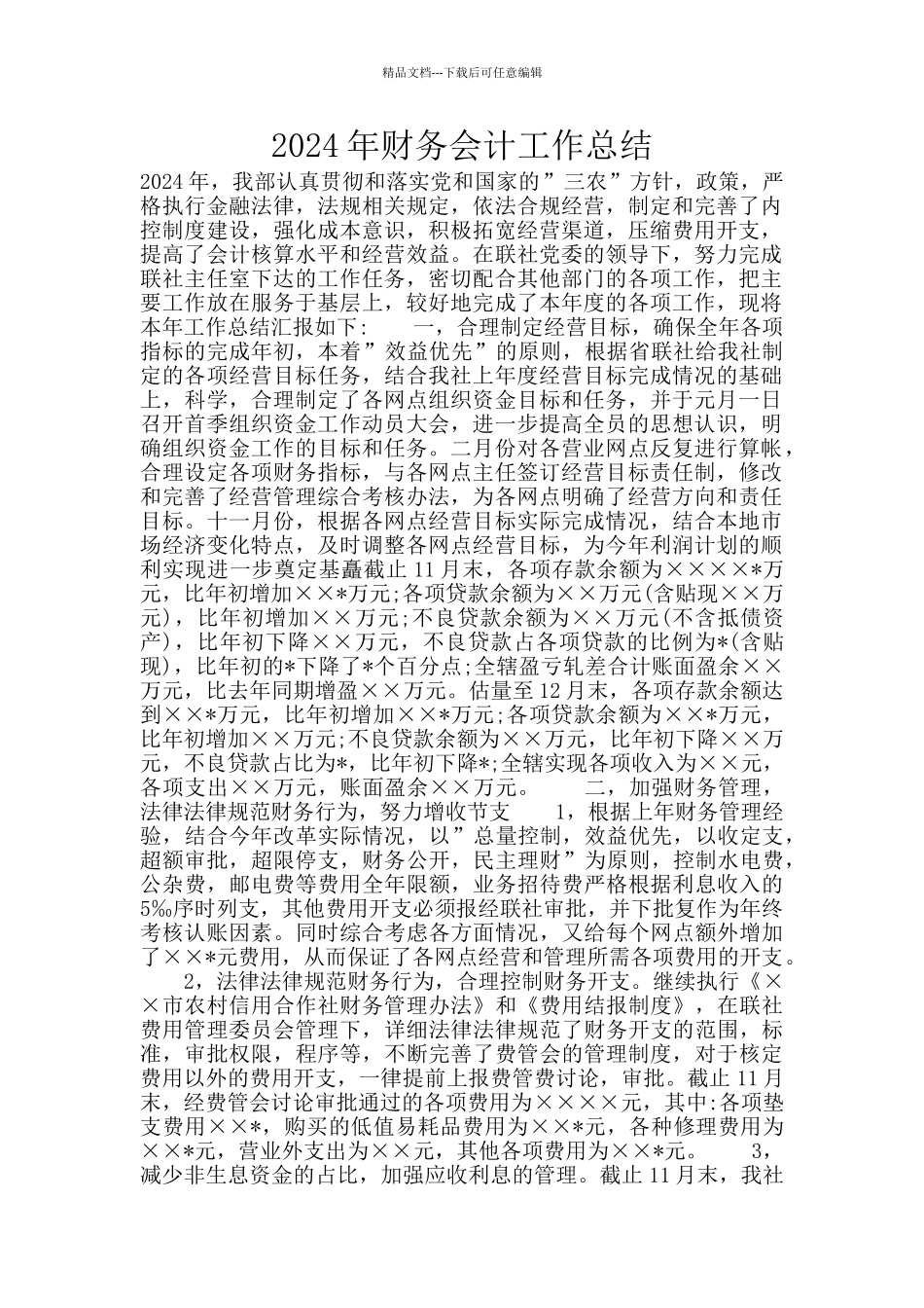 2024年财务会计工作总结_第1页