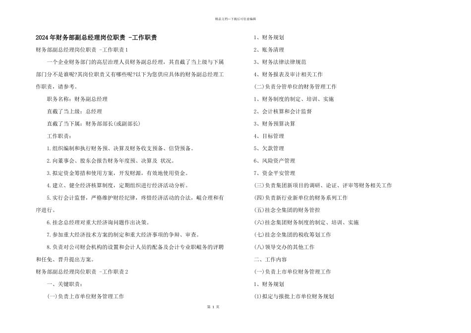 2024年财务部副总经理岗位职责_第1页