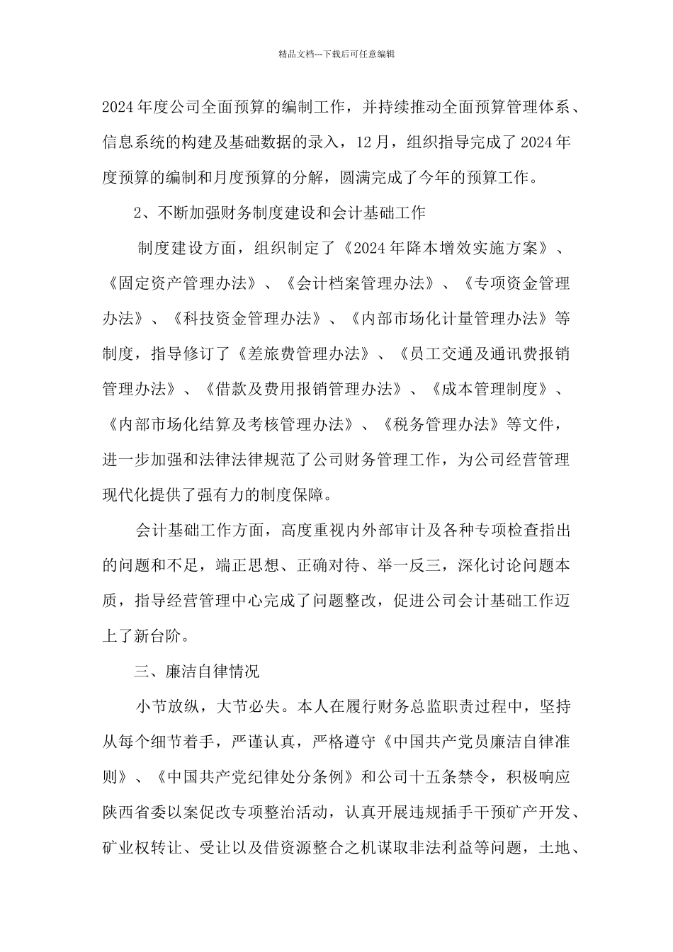 2024年财务总监述职述廉报告_第3页