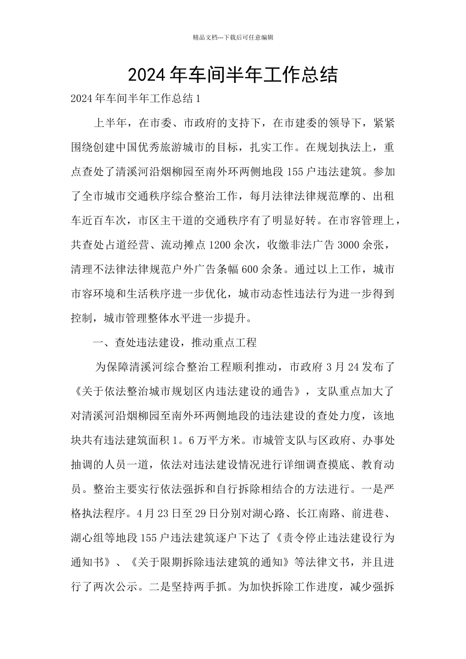 2024年车间半年工作总结_第1页