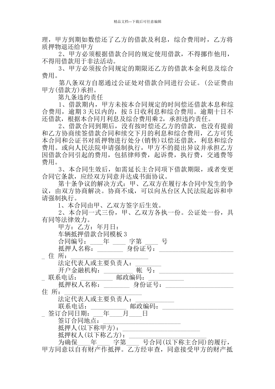 2024年车辆抵押借款合同模板_第3页