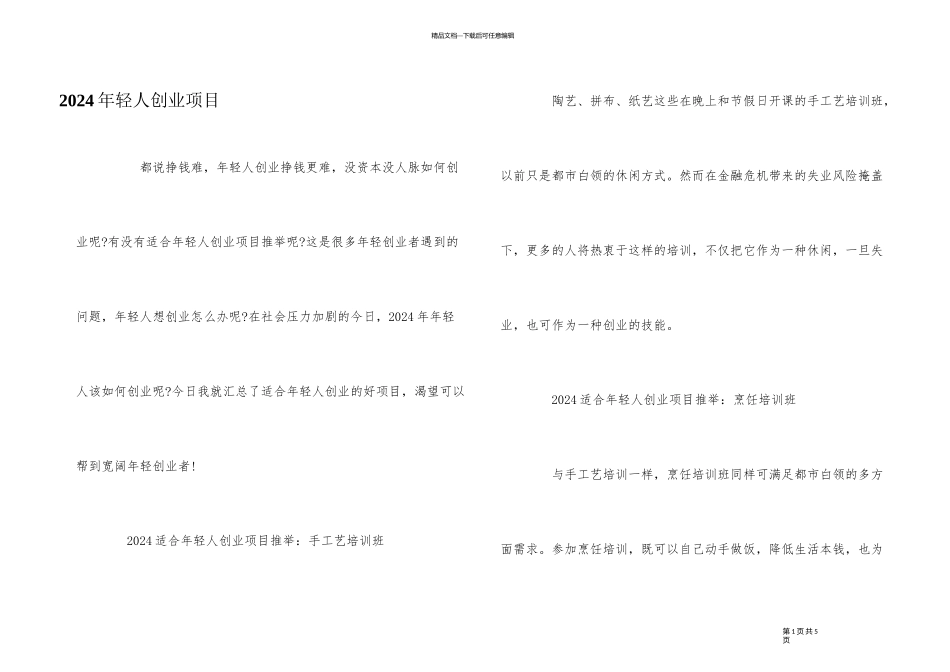 2024年轻人创业项目_第1页