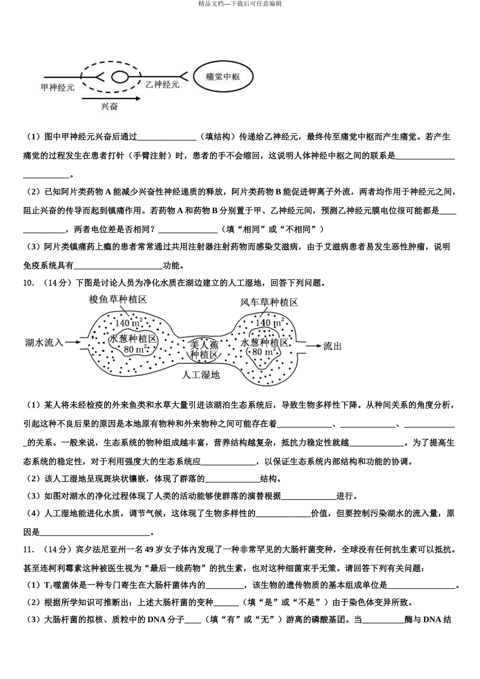 2024年辽宁师大学附中高三下学期联考生物试题含解析_第3页