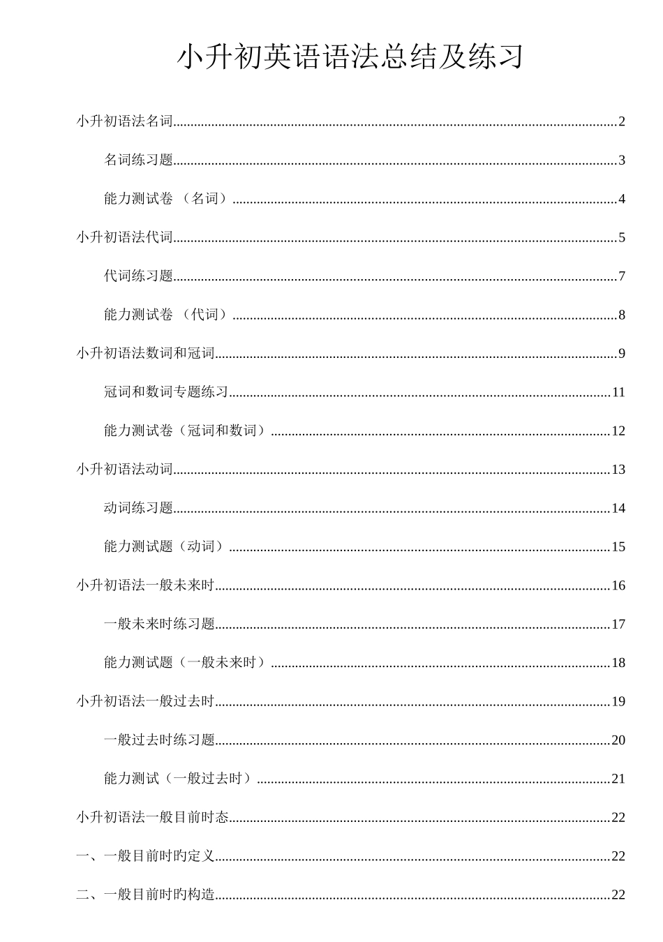 2025年小升初英语语法点总结及练习_第1页