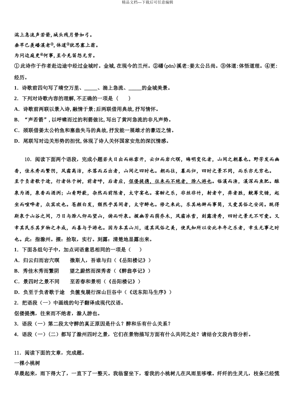 2024年辽宁抚顺新抚区中考语文对点突破模拟试卷含解析_第3页