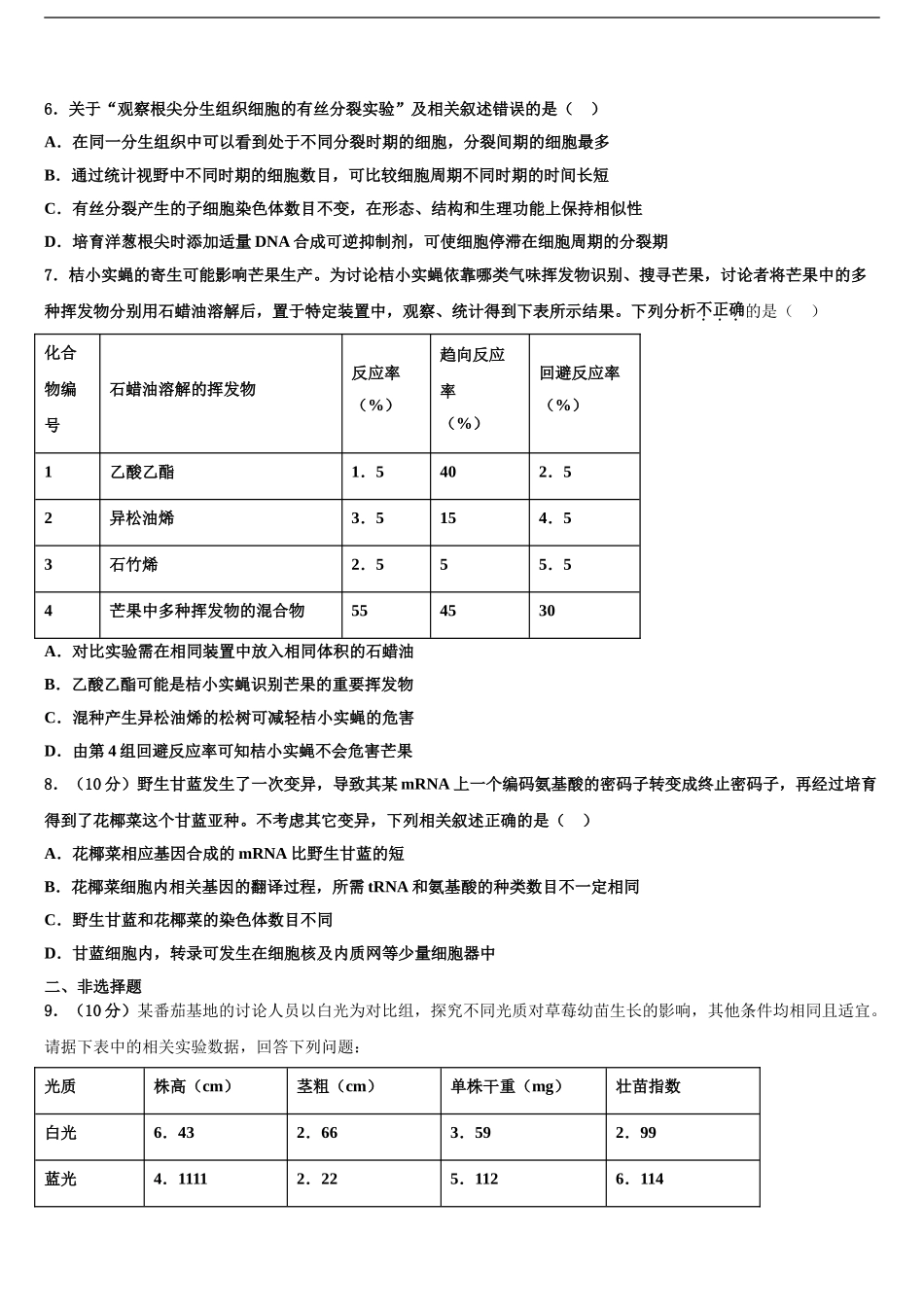 2024年辽宁省大连市2024年辽宁师大附中高考生物二模试卷含解析_第2页