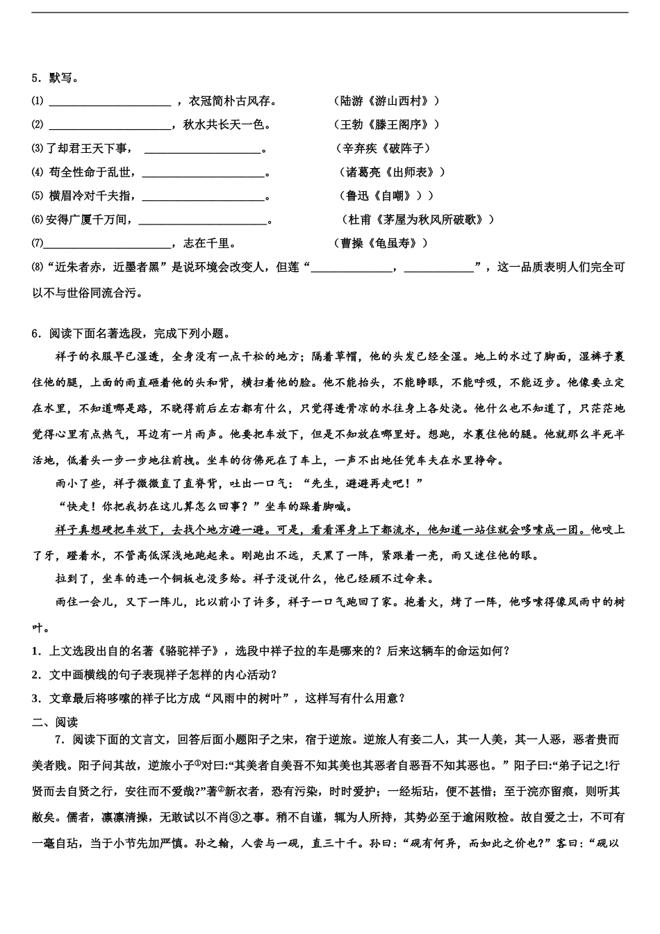2024年辽宁省抚顺县联考中考适应性考试语文试题含解析_第2页