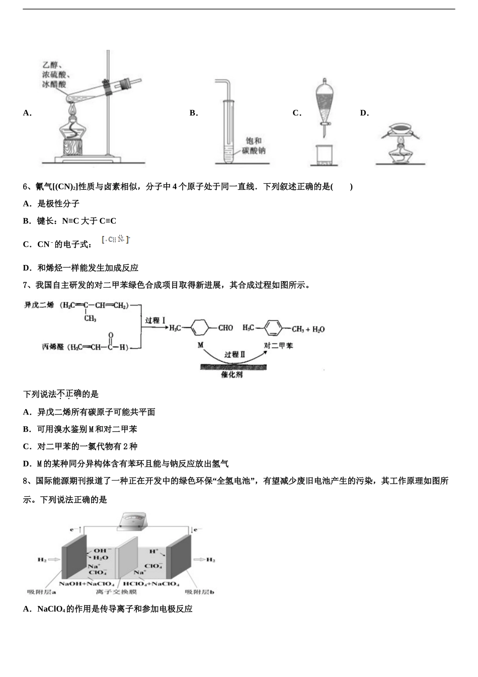 2024年辽宁省沈阳市东北育才学校高三第三次测评化学试卷含解析_第2页