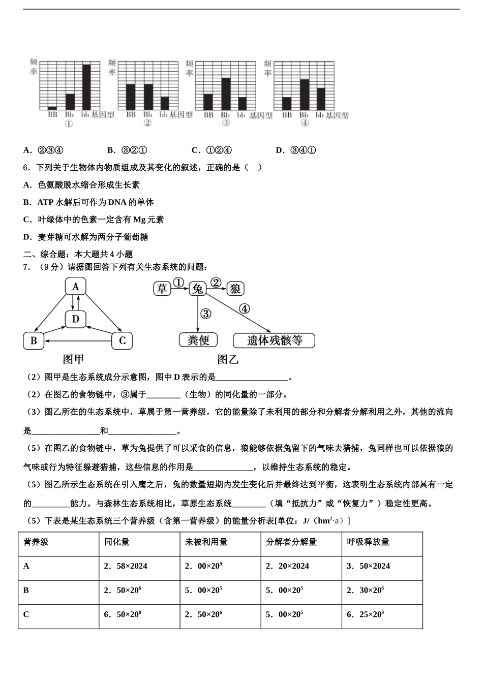 2024年辽宁省沈阳市铁路实验中学高三下学期第六次检测生物试卷含解析_第2页