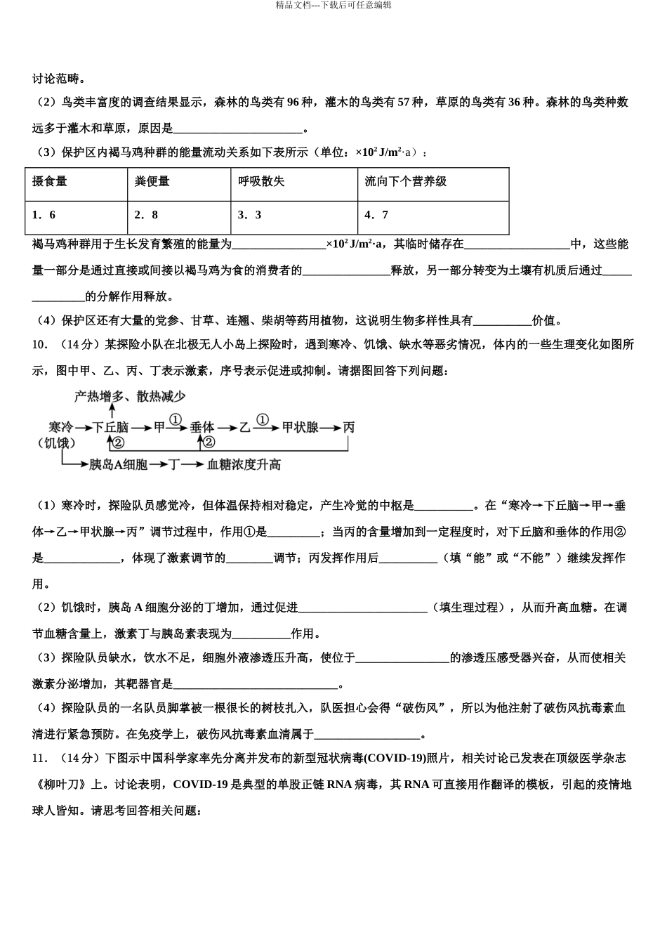 2024年辽宁省瓦房店三中高考冲刺押题生物试卷含解析_第3页