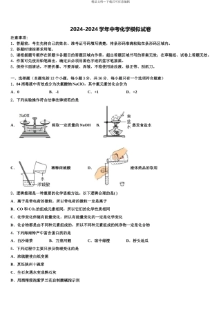 2024年辽宁省盘锦市双子台区中考联考化学试卷含解析