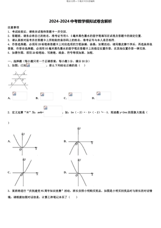 2024年辽宁省辽阳县中考数学对点突破模拟试卷含解析