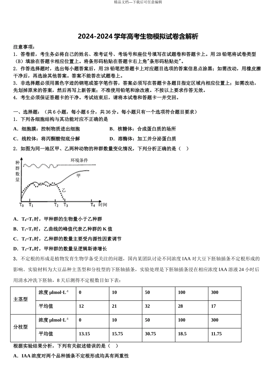 2024年辽宁省阜新市新邱区阜新二中高三下学期联考生物试题含解析_第1页