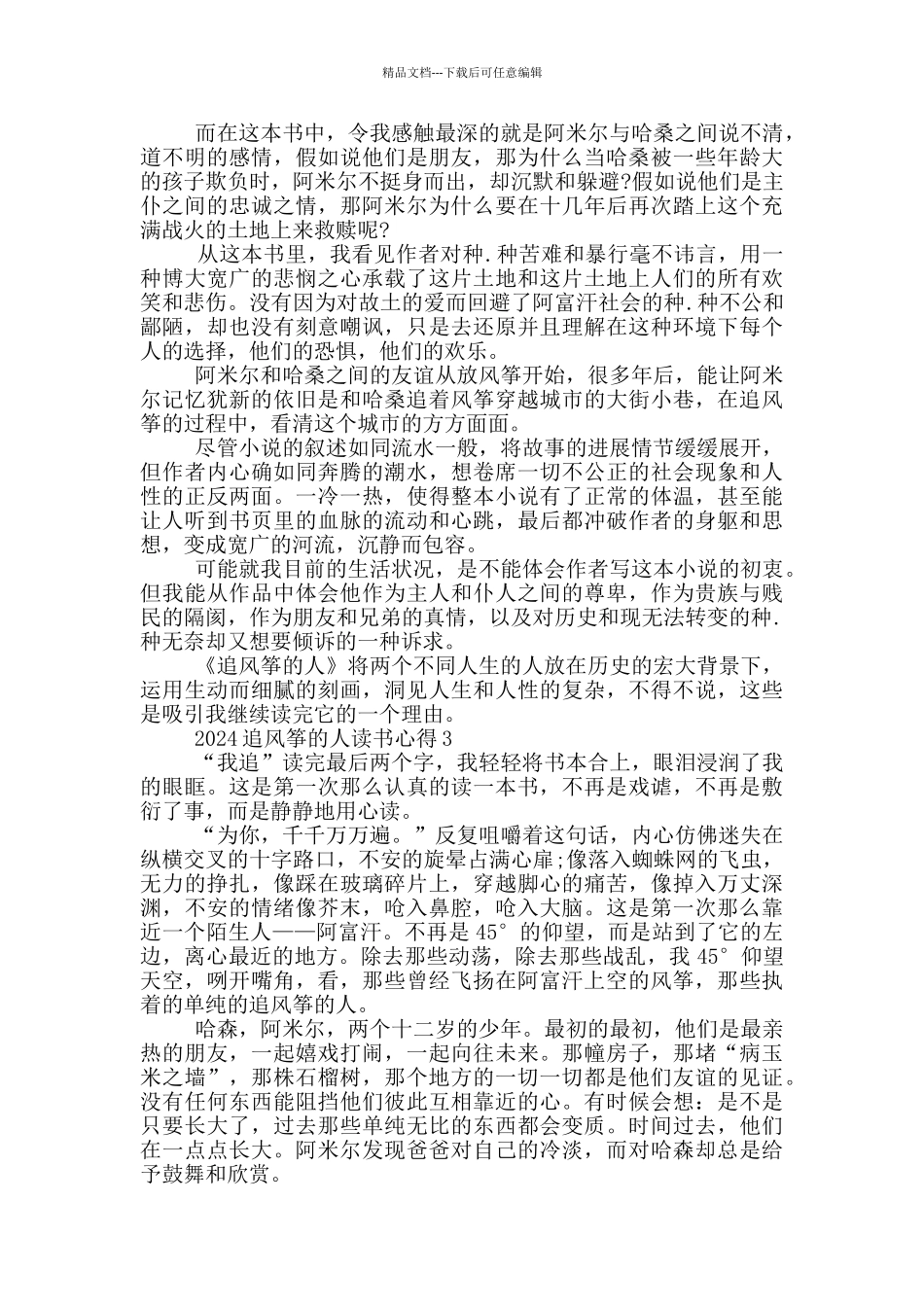 2024年追风筝的人读书心得_第2页