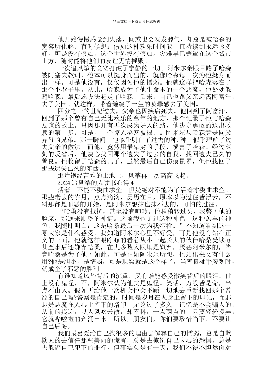 2024年追风筝的人读书心得_第3页