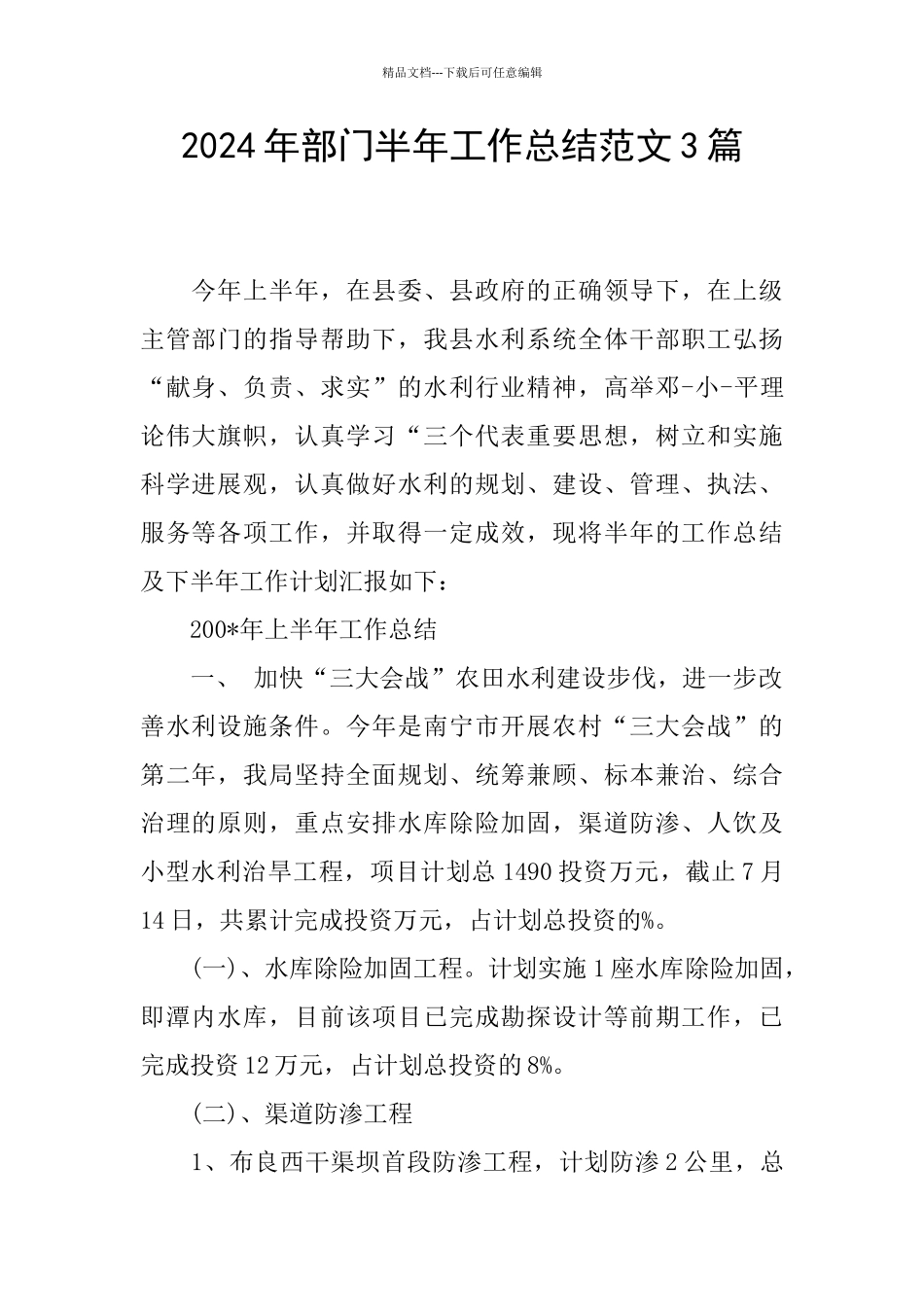 2024年部门半年工作总结范文3篇_第1页