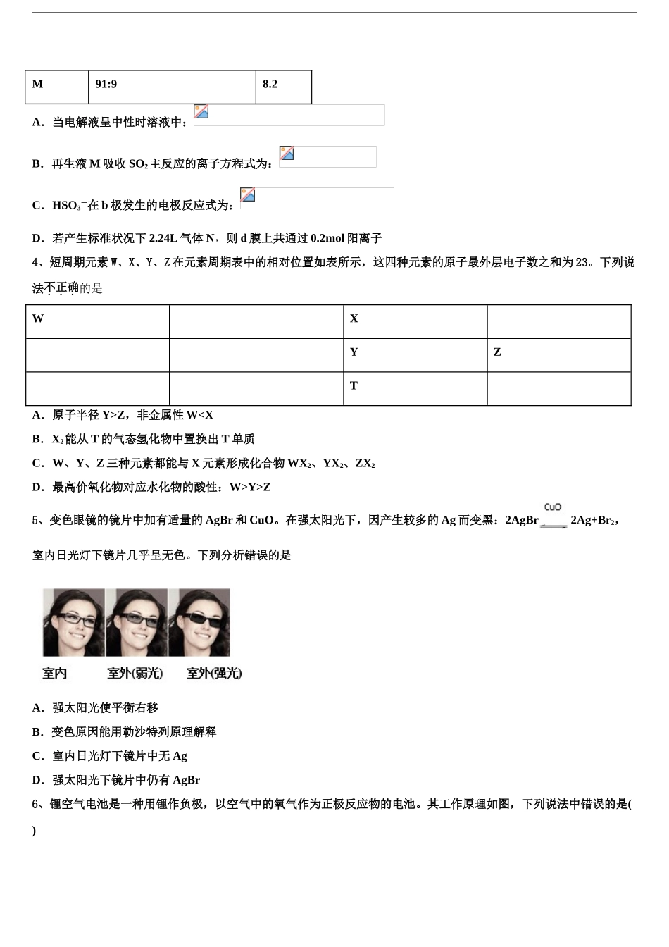 2024年重庆市永川北山中学高三第一次模拟考试化学试卷含解析_第2页